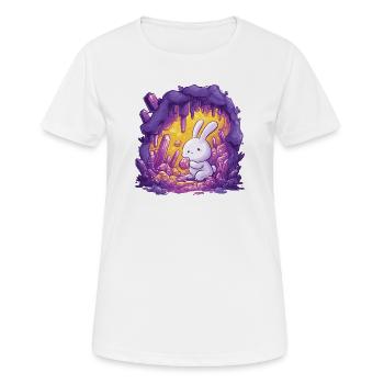 Le lapin dans la grotte de cristal - T-shirt respirant Femme - blanc - Devant - AI Model Female 172 dark (172cm)