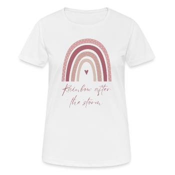 Rainbow after the Storm – Hoffnung & Liebe - Frauen T-Shirt atmungsaktiv - Weiß - Vorne - AI Model Female 172 dark (172cm)