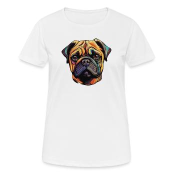 Pug Hund - Frauen T-Shirt atmungsaktiv - Weiß - Vorne - AI Model Female 172 dark (172cm)