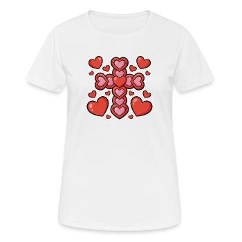 Cross of Hearts Valentine Display - Women's Breathable T-Shirt - white - Front - AI Model Female 172 dark (172cm)