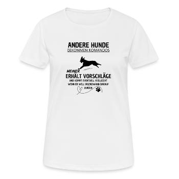 Commands? No. Accept suggestions? Maybe - Women's Breathable T-Shirt - white - Front - AI Model Female 172 dark (172cm)