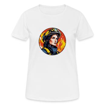 Feuerwehr  Feuerwehrfrau - Frauen T-Shirt atmungsaktiv - Weiß - Vorne - AI Model Female 172 dark (172cm)
