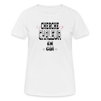 Cherche Chaleur en CDI - T-shirt respirant Femme - blanc - Devant - AI Model Female 172 dark (172cm)