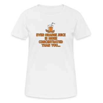 Orange Juice Concentration Funny Saying - Women's Breathable T-Shirt - white - Front - AI Model Female 172 dark (172cm)