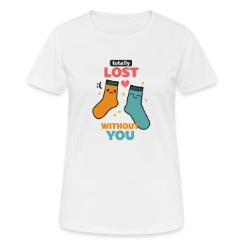 Perdu sans toi Chaussettes Déclaration de gribouillis Amour - T-shirt respirant Femme - blanc - Devant - AI Model Female 172 dark (172cm)