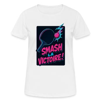 Smash la victoire ! Ping Pong - T-shirt respirant Femme - blanc - Devant - AI Model Female 172 dark (172cm)