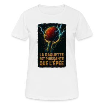Smash la victoire ! Ping Pong - T-shirt respirant Femme - blanc - Devant - AI Model Female 172 dark (172cm)