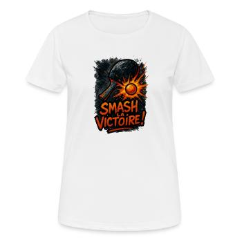 Smash la victoire ! Ping Pong - T-shirt respirant Femme - blanc - Devant - AI Model Female 172 dark (172cm)