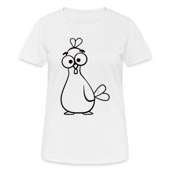 Odd Cartoon Chicken Illustration - Women's Breathable T-Shirt - white - Front - AI Model Female 172 dark (172cm)