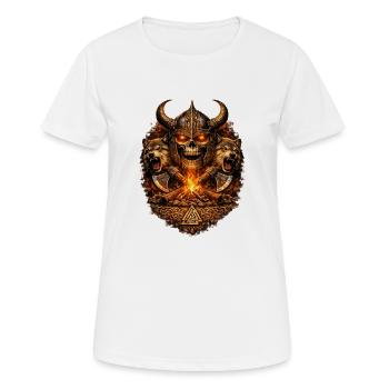 Vikingenschädel Feuerkampf - Frauen T-Shirt atmungsaktiv - Weiß - Vorne - AI Model Female 172 dark (172cm)