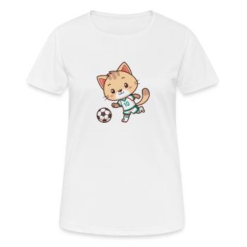 Cat football player number 10 - Women's Breathable T-Shirt - white - Front - AI Model Female 172 dark (172cm)