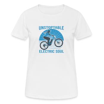 Unstoppable Electric Soul – E-Bike Design - Frauen T-Shirt atmungsaktiv - Weiß - Vorne - AI Model Female 172 dark (172cm)
