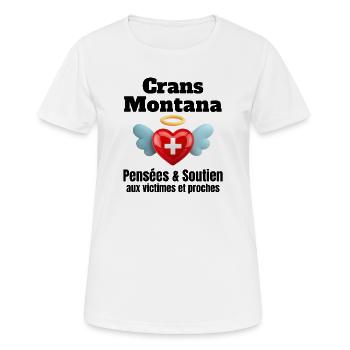 Schweiz, ich bin Schweizerin, Crans-Montana - Frauen T-Shirt atmungsaktiv - Weiß - Vorne - AI Model Female 172 dark (172cm)