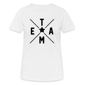 Team - Frauen T-Shirt atmungsaktiv - Weiß - Vorne - AI Model Female 172 dark (172cm)