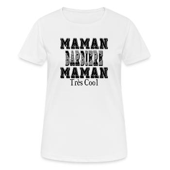 Maman Barbière Maman Très Cool - T-shirt respirant Femme - blanc - Devant - AI Model Female 172 dark (172cm)