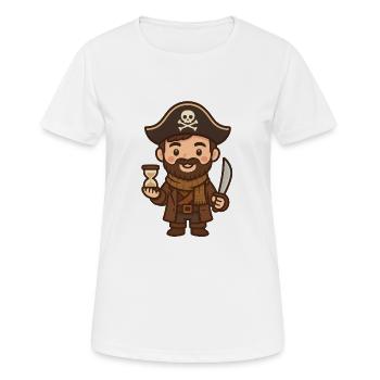 Piraten-Zeichentricksäbel und Sanduhr - Frauen T-Shirt atmungsaktiv - Weiß - Vorne - AI Model Female 172 dark (172cm)