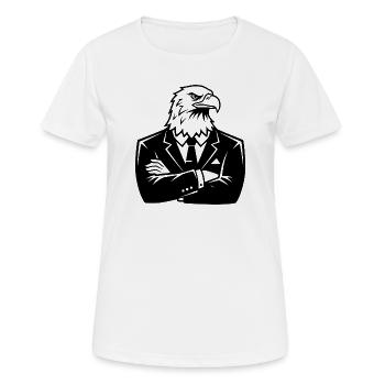 Eagle in a Suit – Leadership Animal Design - T-shirt respirant Femme - blanc - Devant - AI Model Female 172 dark (172cm)