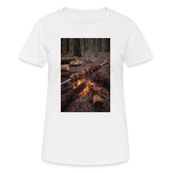 Lagerfeuer Spieß im Wald - Frauen T-Shirt atmungsaktiv - Weiß - Vorne - AI Model Female 172 dark (172cm)