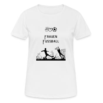 Fußballsilhouette vor dem Tor - Frauen T-Shirt atmungsaktiv - Weiß - Vorne - AI Model Female 172 dark (172cm)