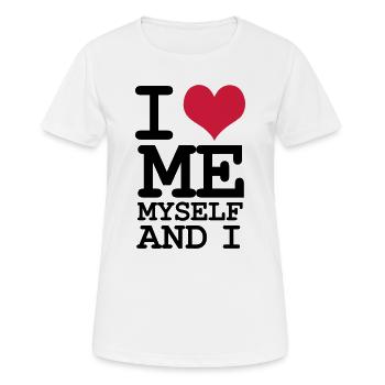 Je m’aime moi-même et je - Humour - T-shirt respirant Femme - blanc - Devant - AI Model Female 172 dark (172cm)