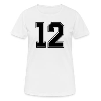 12 Zahl - Frauen T-Shirt atmungsaktiv - Weiß - Vorne - AI Model Female 172 dark (172cm)
