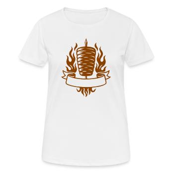 Fast Food Döner Kebab Spieß mit Flammen - Frauen T-Shirt atmungsaktiv - Weiß - Vorne - AI Model Female 172 dark (172cm)