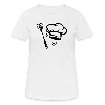 Kochmütze & Herz- Schneebesen - Kochen mit Liebe - Frauen T-Shirt atmungsaktiv - Weiß - Vorne - AI Model Female 172 dark (172cm)