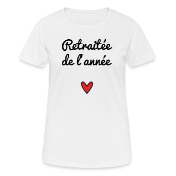 RETRAITEE. RETRAITE. RETRAITEE. RETRAITE - T-shirt respirant Femme - blanc - Devant - AI Model Female 172 dark (172cm)