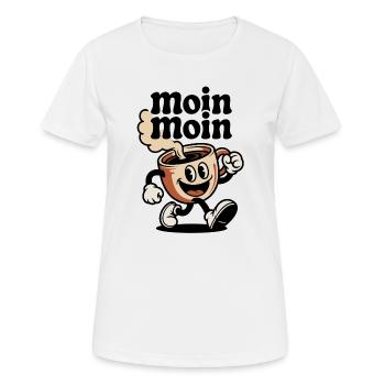 Kaffeebecher Fröhlicher Cartoon - Frauen T-Shirt atmungsaktiv - Weiß - Vorne - AI Model Female 172 dark (172cm)