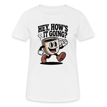 Kaffee  Cartoon Becher - Frauen T-Shirt atmungsaktiv - Weiß - Vorne - AI Model Female 172 dark (172cm)