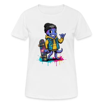 Tentakel Skate Crew Cartoon - Frauen T-Shirt atmungsaktiv - Weiß - Vorne - AI Model Female 172 dark (172cm)
