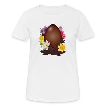 Œuf de Pâques en chocolat avec fleurs et vanille - T-shirt respirant Femme - blanc - Devant - AI Model Female 172 dark (172cm)