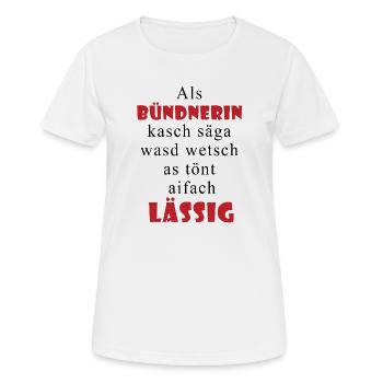 Dicton décontracté des Grisons - T-shirt respirant Femme - blanc - Devant - AI Model Female 172 dark (172cm)