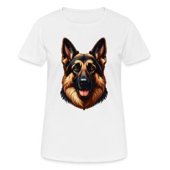 Berger allemand - T-shirt respirant Femme - blanc - Devant - AI Model Female 172 dark (172cm)