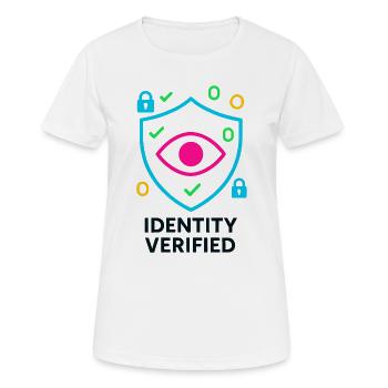 Identité vérifiée, bouclier cyber inviolable  - T-shirt respirant Femme - blanc - Devant - AI Model Female 172 dark (172cm)