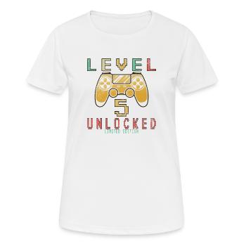 5e anniversaire. 5 Niveau suivant débloqué - T-shirt respirant Femme - blanc - Devant - AI Model Female 172 dark (172cm)