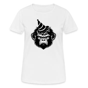 Launischer Affe mit Party-Hut - Frauen T-Shirt atmungsaktiv - Weiß - Vorne - AI Model Female 172 dark (172cm)
