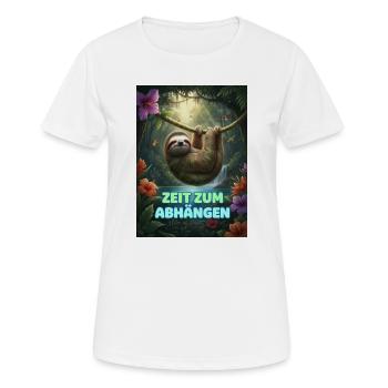 Il est temps de traîner au néon du paresseux - T-shirt respirant Femme - blanc - Devant - AI Model Female 172 dark (172cm)
