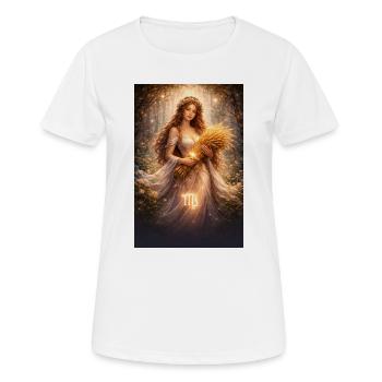 Jungfrau - Frauen T-Shirt atmungsaktiv - Weiß - Vorne - AI Model Female 172 dark (172cm)