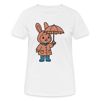 Cute Bunny Raincoat Umbrella - Women's Breathable T-Shirt - white - Front - AI Model Female 172 dark (172cm)