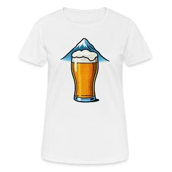 Bierglas vor Berggipfel - Frauen T-Shirt atmungsaktiv - Weiß - Vorne - AI Model Female 172 dark (172cm)