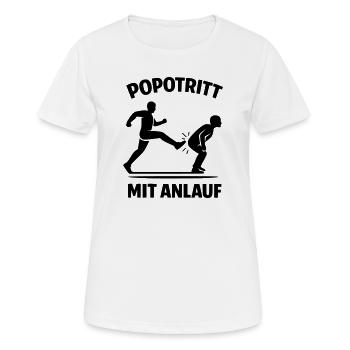 popotritt mit anlauf - Frauen T-Shirt atmungsaktiv - Weiß - Vorne - AI Model Female 172 dark (172cm)