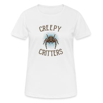 Creepy Critters – Realistische Springspinne - Frauen T-Shirt atmungsaktiv - Weiß - Vorne - AI Model Female 172 dark (172cm)