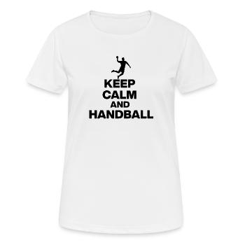 KEEP CALM AND HANDBALL! DEUTSCHLAND EUROPAMEISTER - Frauen T-Shirt atmungsaktiv - Weiß - Vorne - AI Model Female 172 dark (172cm)