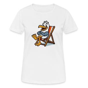 Lounge-Seemöwe am Strand - Frauen T-Shirt atmungsaktiv - Weiß - Vorne - AI Model Female 172 dark (172cm)