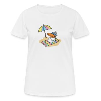 Oiseau du soleil sur la plage avec parasol - T-shirt respirant Femme - blanc - Devant - AI Model Female 172 dark (172cm)