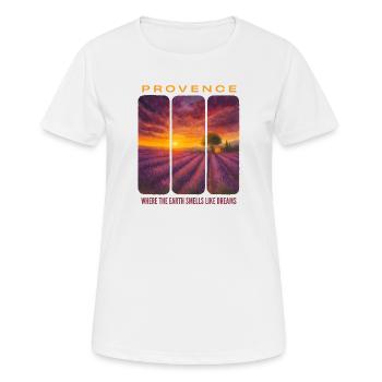 Lavendel-Provence - Frauen T-Shirt atmungsaktiv - Weiß - Vorne - AI Model Female 172 dark (172cm)