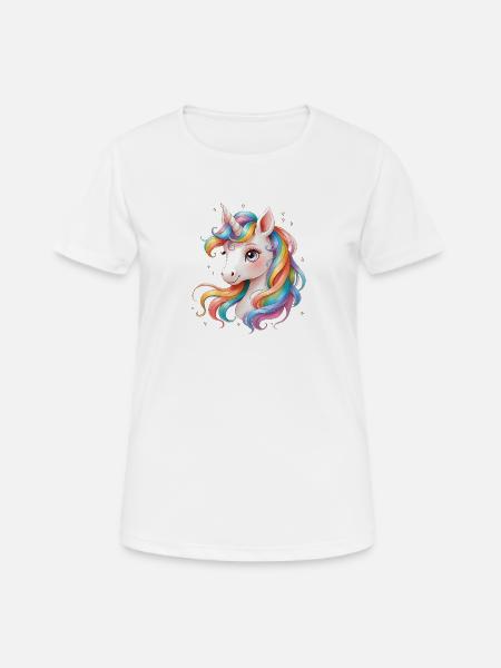 Regenbogen Einhorn - Cute Rainbow Unicorn - Frauen T-Shirt atmungsaktiv - Weiß