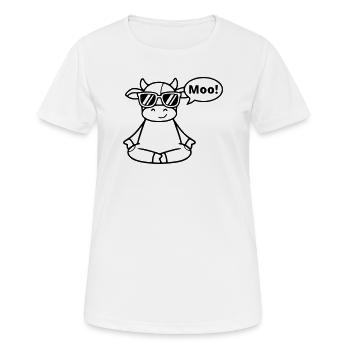 Yoga Vache Méditation Moo Vecteur de bande dessinée - T-shirt respirant Femme - blanc - Devant - AI Model Female 172 dark (172cm)