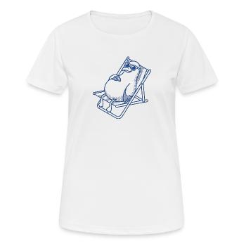 Penguin chills on bench - Women's Breathable T-Shirt - white - Front - AI Model Female 172 dark (172cm)